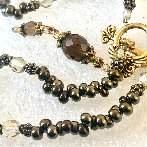 Necklace Bronze Beads by Original Designs REVERSIBLE with Pendant New - Picture 12 of 15